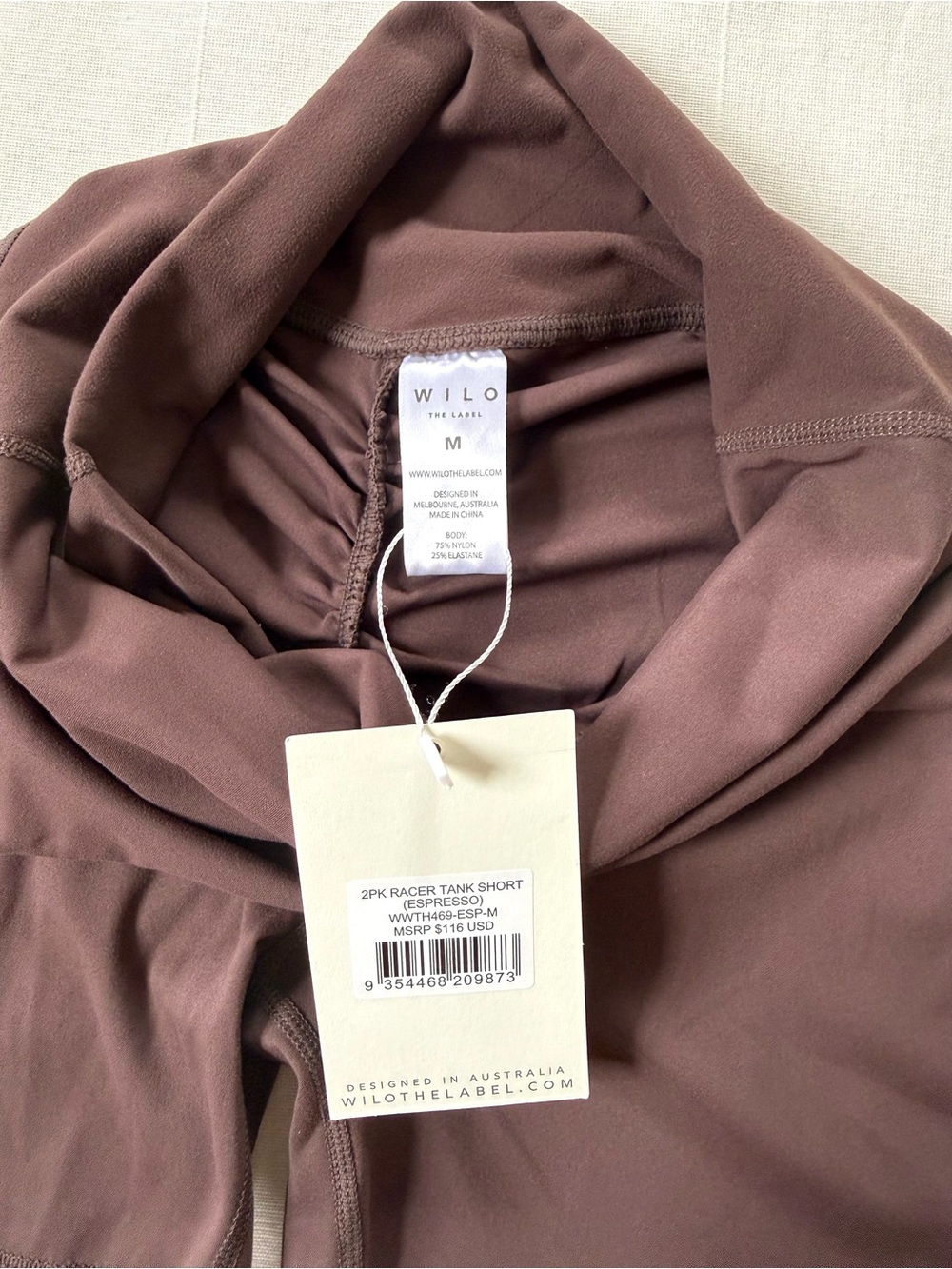 Wilo The Label High Waist Scrunch Butt Biker Shorts |Espresso Brown Medium NWT - Picture 3 of 3